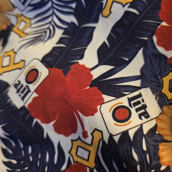 Pittsburgh Pirates & Miller Lite Colorful Floral Men's Shirt XL - Picture 5 of 5